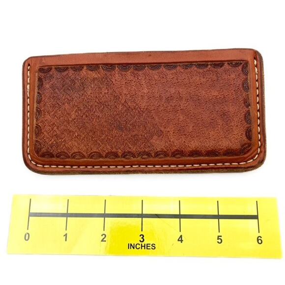 Leather Golf Scorecard Wallet Jamey Taylor Tooled with Clips for Golf Cart Visor - Picture 7 of 7